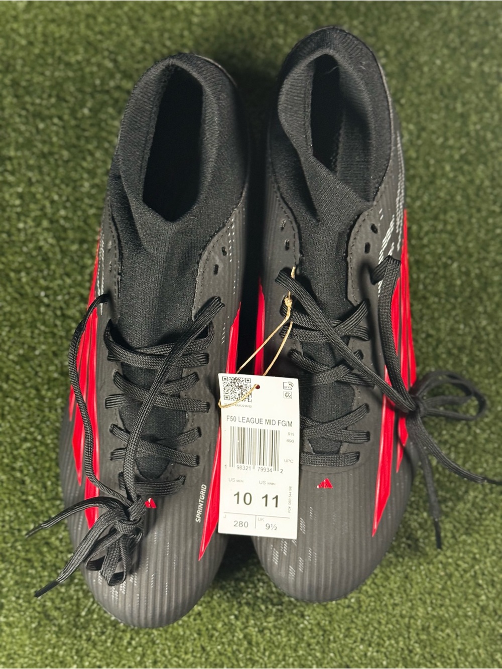 Adidas Black & Red Soccer Cleats Mid-Cut F50 League Without original box 10 us